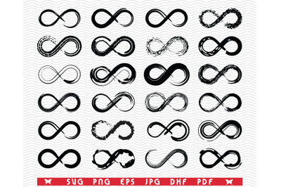 SVG Infinity, Loops , Black silhouette, Digital clipart