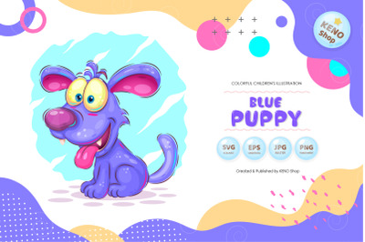 Blue cartoon puppy.