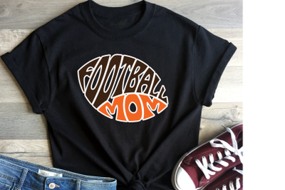Football mom svg cut file, lettering in Oval Football shape