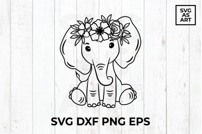 Floral Elephant SVG Cut File
