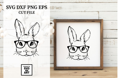 Easter Bunny With Glasses SVG Cut File