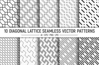 10 seamless diagonal stripes vector patterns
