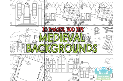 Black and White Medieval Backgrounds Clipart - Lime and Kiwi Designs