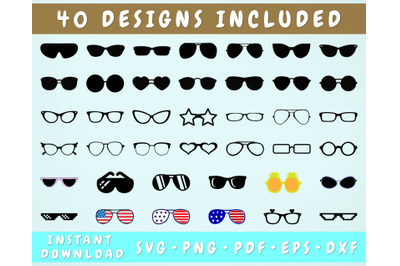 40 Sunglasses SVG Bundle&2C; Glasses Cut Files