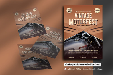 Vintage Motorbike Festival Flyer Brochure Template