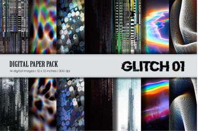 Glitch Psychedelic Digital Paper 01