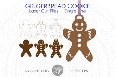 Gingerbread cookies SVG, laser cutting files, Christmas ornament SVG