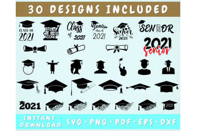 Graduation 2021 SVG Bundle - 30 Designs&2C; Senior 2021 SVG