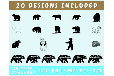 20 Bear SVG Bundle, Bear Cut Files