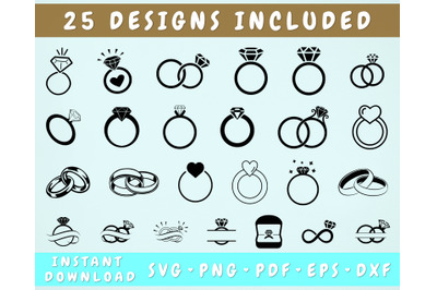 25 Engagement Ring SVG Bundle&2C; Ring Cut Files