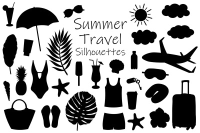 Summer silhouettes. Travel silhouettes. Tourism silhouettes