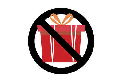 Prohibit sign and no gift and surprise, prohibitory present