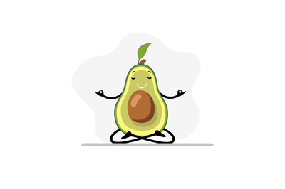 Avocado doing yoga, calm meditation and right breathe