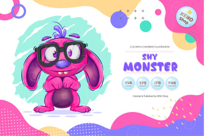 Shy cartoon monster