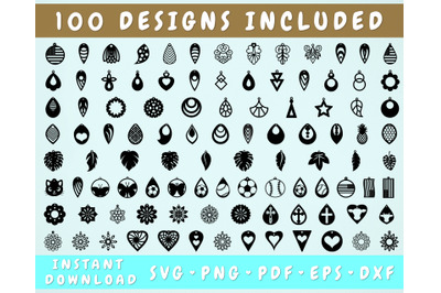 100 Earrings Mega Svg Bundle, Earrings Cut Files