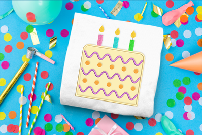 Birthday Cake with Candles | Applique Embroidery