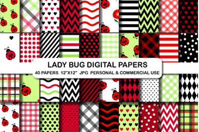 Ladybug Digital Background Paper Set