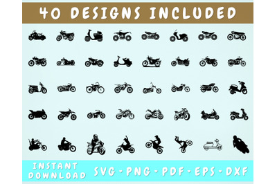 40 Motorcycle SVG Bundle, Scooter SVG, Moto Cut Files