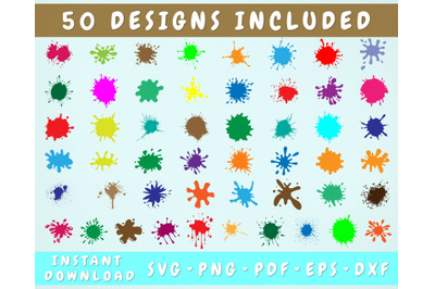 50 Paint Splatter SVG, Paint Splashes SVG, Splashes Cut Files