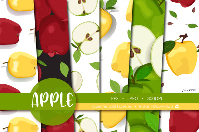 Apples Seamless Pattern Fruit Background