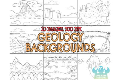 Black and White Geology Backgrounds Clipart - Lime and Kiwi Designs