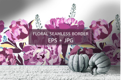 Purple peonies, seamless border