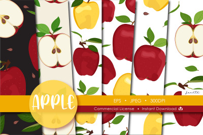 Apples Seamless Pattern Fruit Background