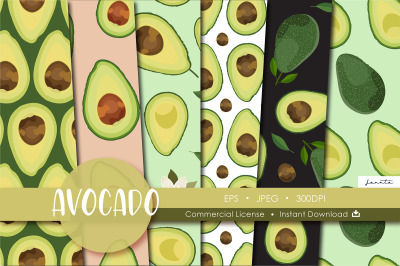 Avocado Seamless Pattern Fruit Background