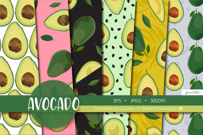 Avocado Seamless Pattern Fruit Background