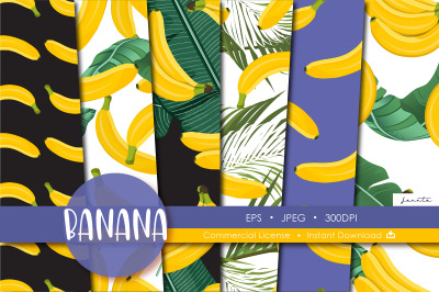 Banana Seamless Pattern Fruit Background