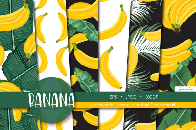 Banana Seamless Pattern Fruit Background