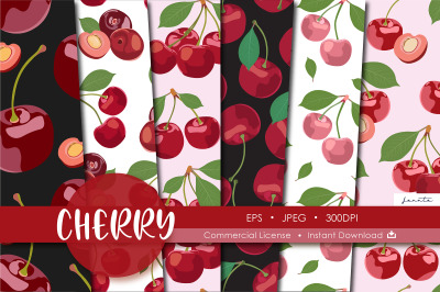 Cherry Seamless Pattern Fruit Background