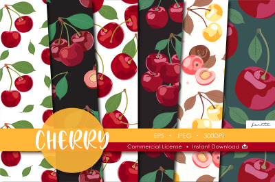 Cherry Seamless Pattern Fruit Background