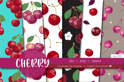 Cherry Seamless Pattern Fruit Background