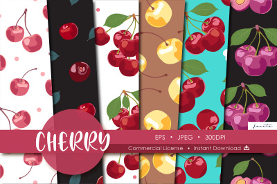 Cherry Seamless Pattern Fruit Background