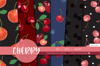 Cherry Seamless Pattern Fruit Background