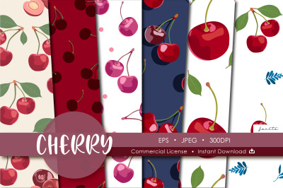 Cherry Seamless Pattern Fruit Background