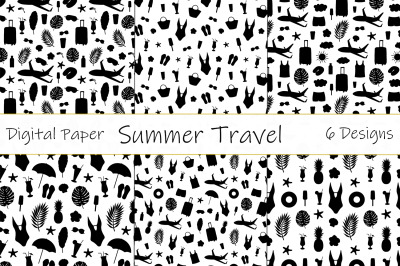 Summer silhouettes pattern. Travel silhouettes pattern