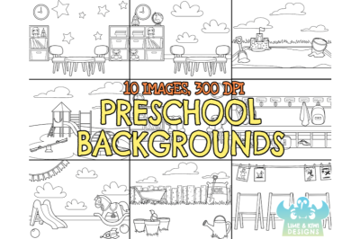 Black and White Preschool Backgrounds Clipart - Lime and Kiwi Designs