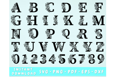 Floral Alphabet SVG&2C; Flower Letters SVG