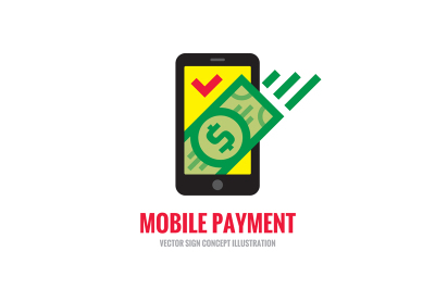 Mobile Phone Payment Icon in Flat Style