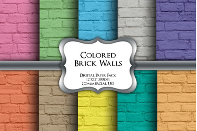 Colored Brick Walls Digital Paper Pack