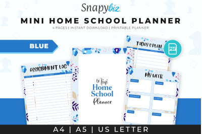 Mini Home School Planner - Blue