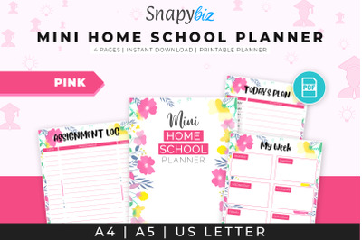 Mini Home School Planner - Pink