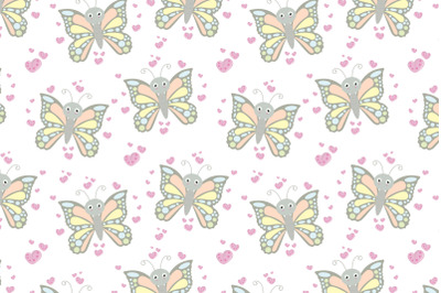 cute butterfly animal cartoon pattern