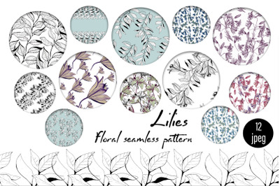 Spring digital paper, lilies flowers