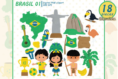 Cute BRASIL / BRAZIL clipart, Brasilian clip art, Rio De Janeiro