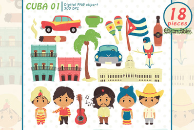 CUBA clipart, Colorful Havana, Salsa music, Cute Dancer kids