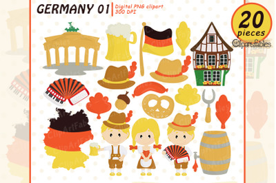 GERMANY clip art, OCTOBERFEST clipart, Europe, Sausage and beer