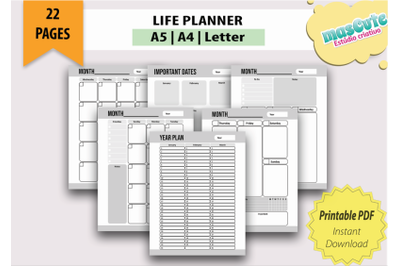 Planner template Printable Pages size A5 A4